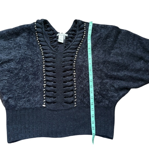 Alberto Makali vintage 3/4 puff sleeve semi cropped jeweled sweater size medium - Picture 3 of 7